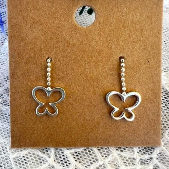 Vintage Sterling Butterfly Drop Earrings - Picture 3 of 8